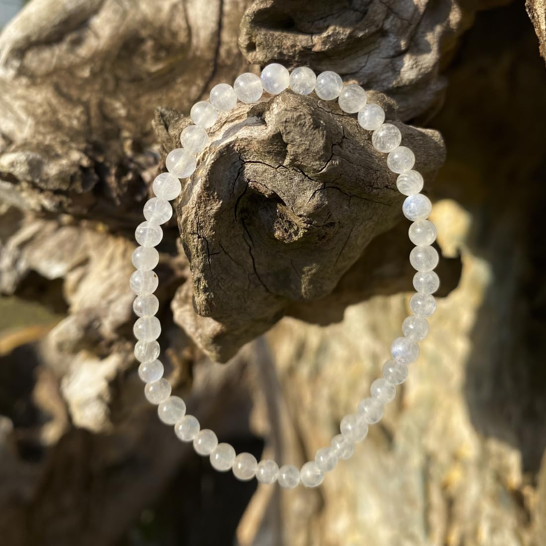 4MM Blue Moonstone Bracelet for Men Women | Fits for 6-6.5" Wrist | Natural Crown Chakra Crystal for Emotion Spiritual | Gemstones for Relationship & Love