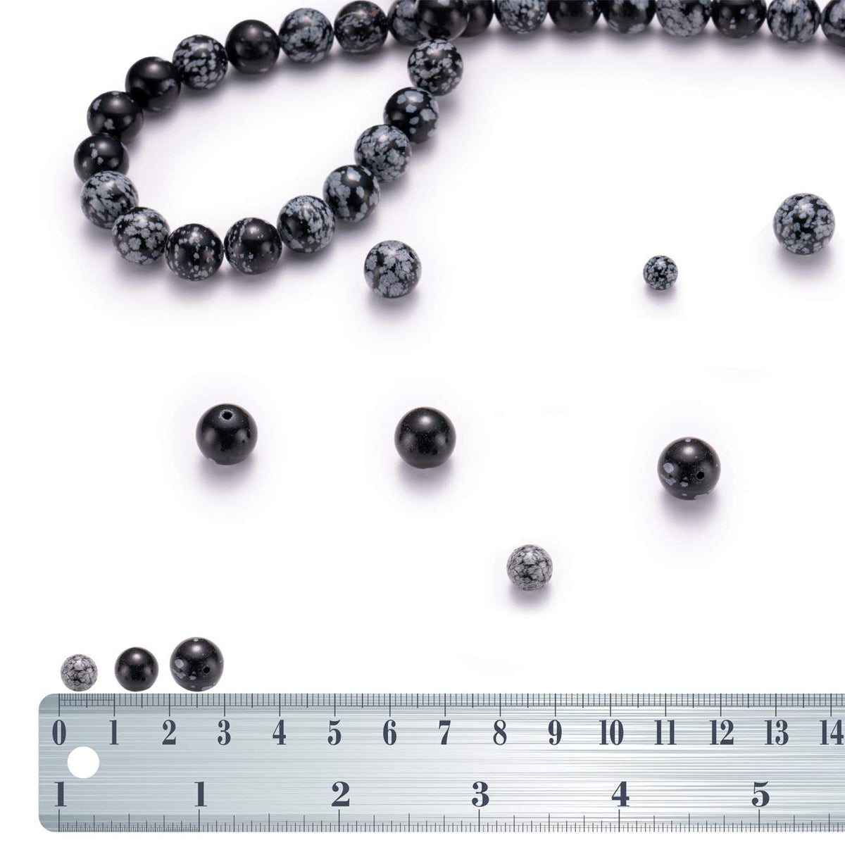 BEADIA Natural Snowflake Obsidian Stone Round Loose Semi Gemstone Beads for Jewelry Making 6MM 61PCS