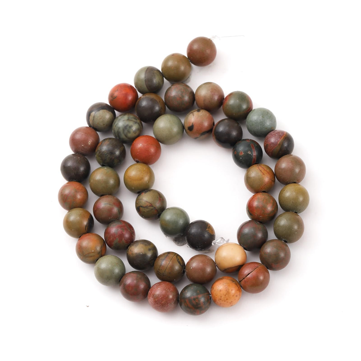 8mm 45pcs DIY Natural Picasso Stone Beads Round Healing Crystal Gemstone Loose Beads for Jewelry Making Handmade Bracelet Necklace