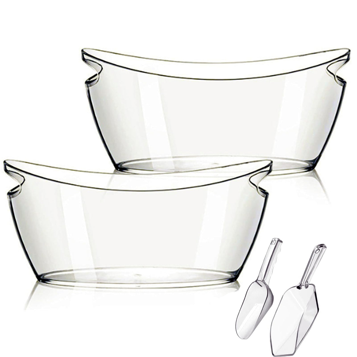 Ice Bucket, 2 PCS 5.5L Acrylic Ice Buckets, Large Beverage Tub for Parties, Mimosa Bar Supplies Beverage Tub and Scoops for Champagne Beer Sparkling Wine Cocktails (2-4 bottles)