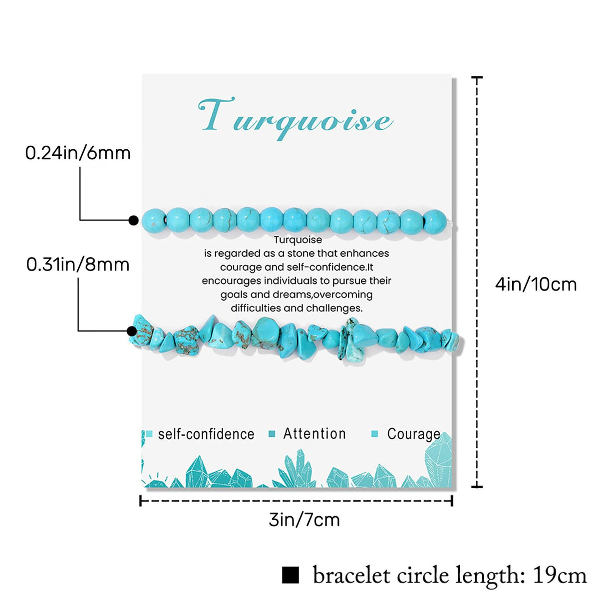 Turquoise Bracelets for Women 2Pcs 6mm Natural Stone Bracelet Turquoise Bead Bracelet Healing Crystal Bracelet Turquoise Jewelry for Women