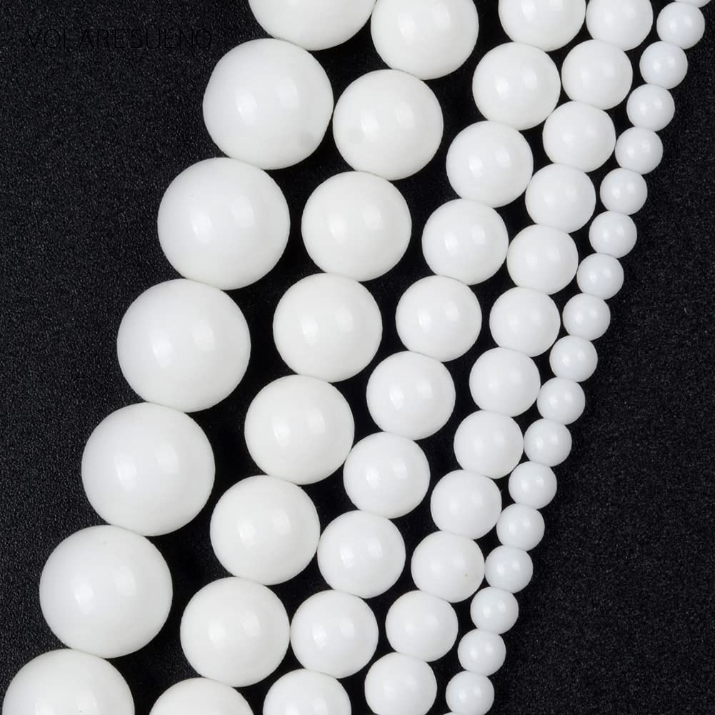 4mm 90pcs Beads Bracelets Pendants Necklaces Bohemian Style Boho Accessories Crafts Antique Ornament Findings Round Shape (4mm, White)