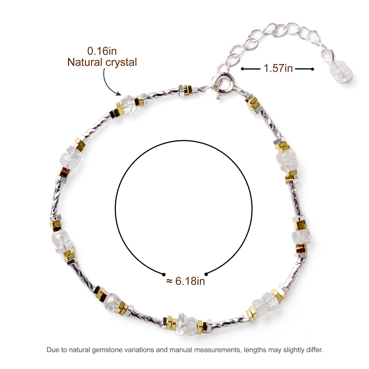 TAGREVO Natural Moonstone Crystal Faceted Flat Round Bead Bracelet, Gold & Silver Spacer Jewelry for Women, Handmade Sparkling Gemstone Gift for Office & Daily Wear