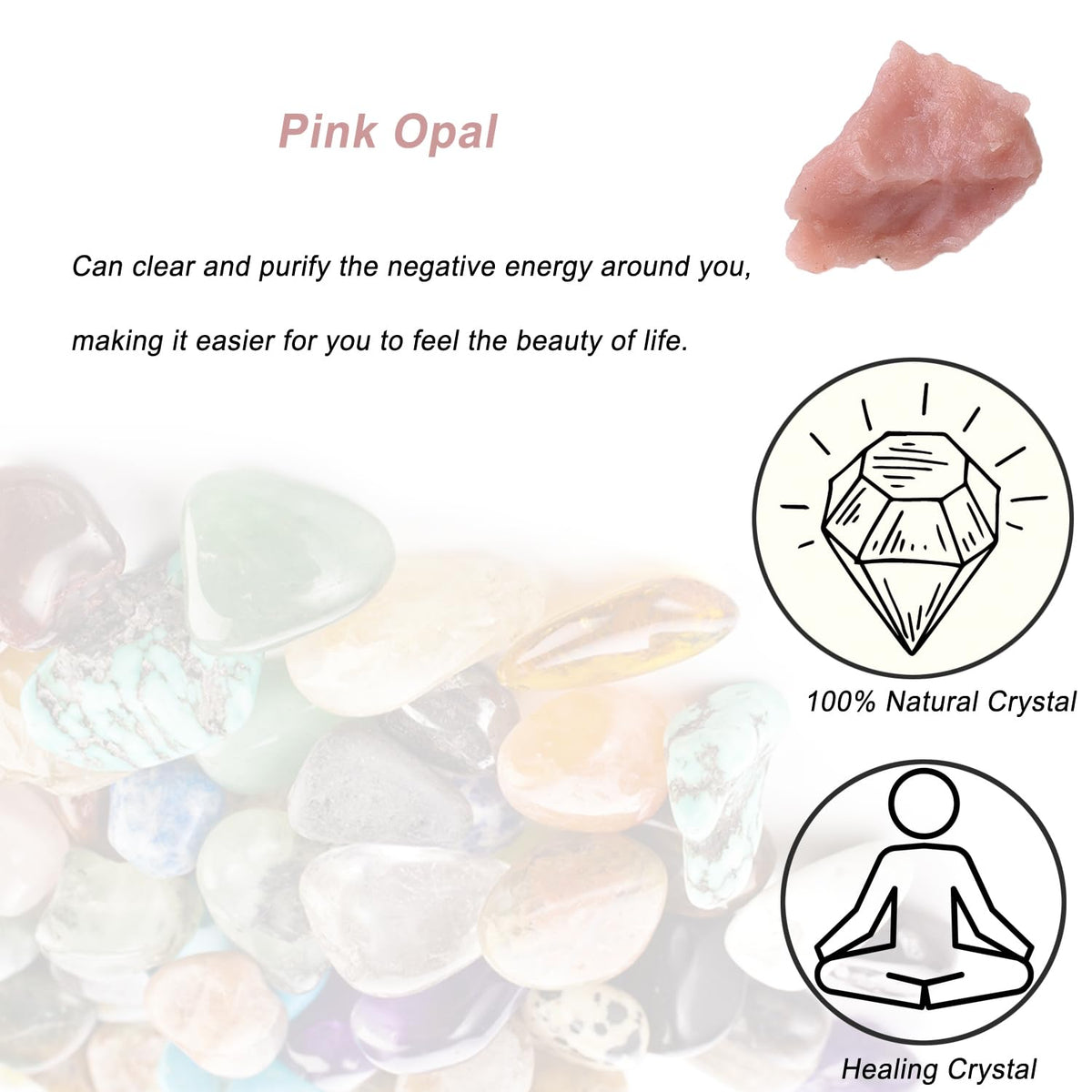 Pink Opal Raw Crystals, Large 1.25-2.0" Healing Crystals Natural Rough Stones Crystal for Tumbling, Cabbing, Fountain Rocks, Decoration, Polishing, Wire Wrapping, Wicca & Reiki