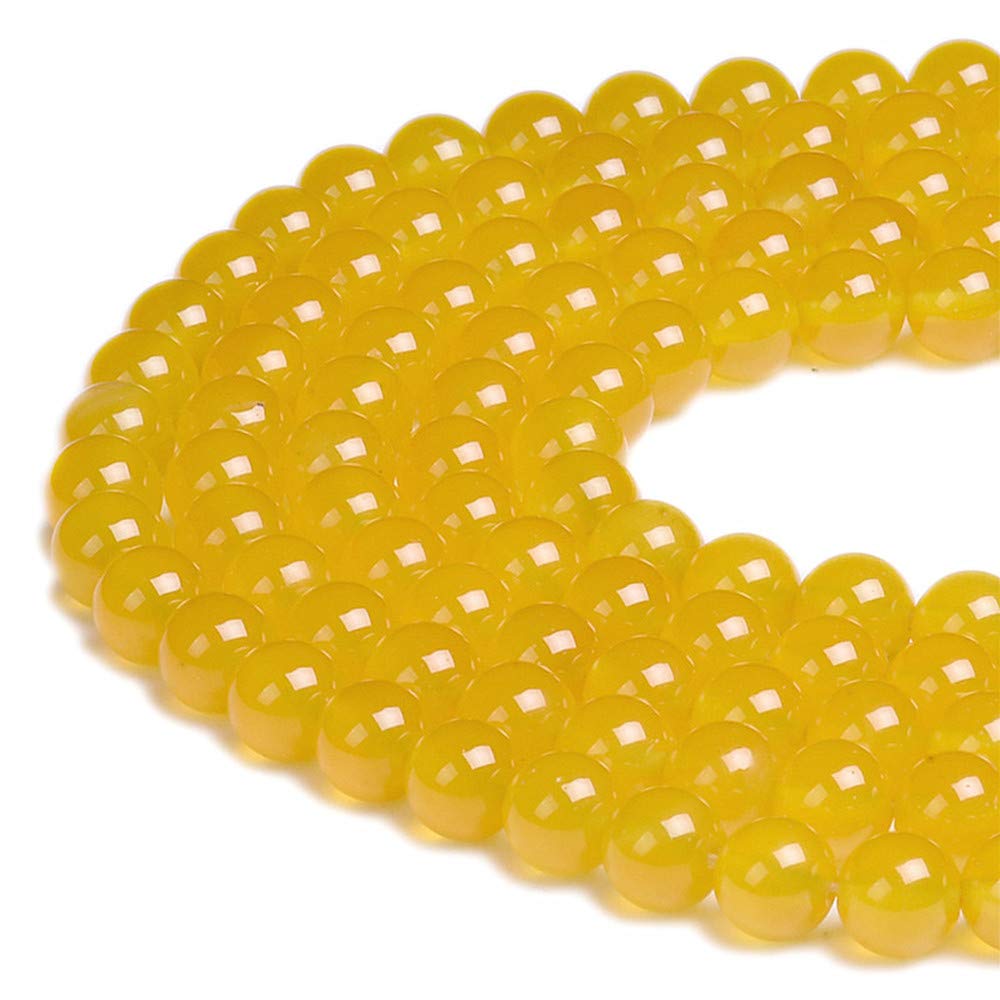 PLTbeads Natural Gemstone Loose Beads Smooth Round Approxi 15 inch DIY Bracelet Necklace for Jewelry Making (6mm, Yellow Agate)