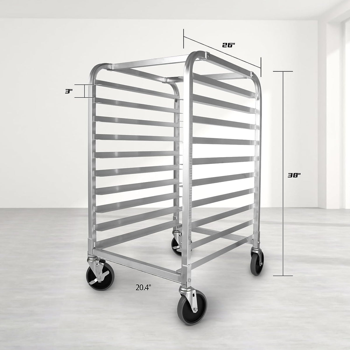 EliteBloom 20 Tier Bun Pan Rack, Bakery Rack with 2 Lockable Wheels, Aluminum Storage Cooling Trolley with Open Shelf, Dough Pizza Baking Mobile Rack for Home Commercial,10 Tier,