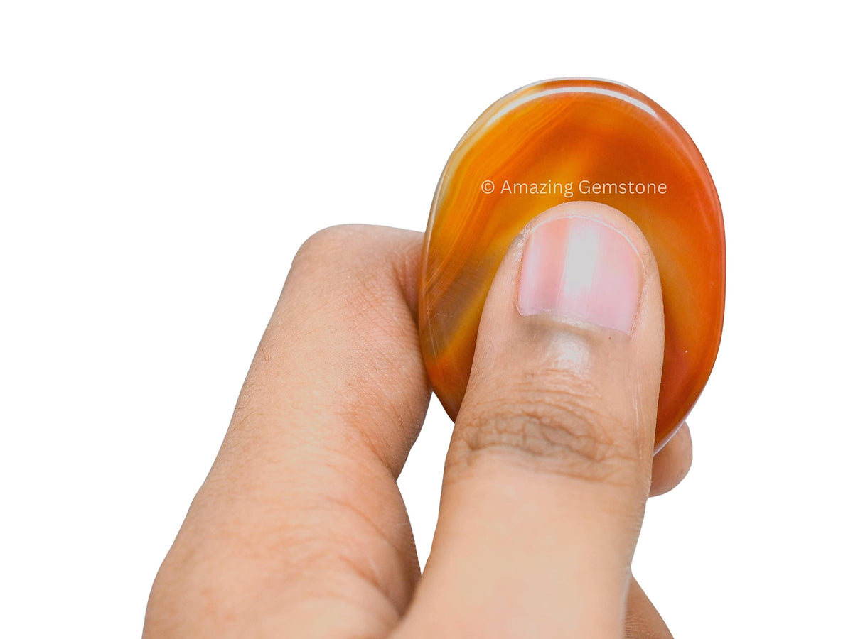 Amazing Gemstone Carnelian Worry Stone Crystals and Healing Stones - Stress Relief Gifts - Piedra Crystal Fidget for Meditation, Relaxation - Unique Stocking Stuffers and Birthday Gifts