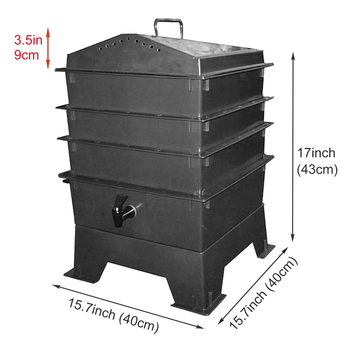 5-Tray Worm Composter, Large Compost Bin, Sustainable Worm Farm Kit, Space-Saving Outdoor Composting Bin for Garden Kitchen Yard