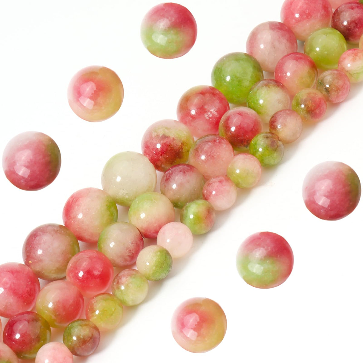 Siomia 45pcs 8mm Natural Watermelon Tourmaline Gemstone Beads Energy Healing Crystal Round Loose Stone Beads for Jewelry Making, DIY Bracelets Necklaces