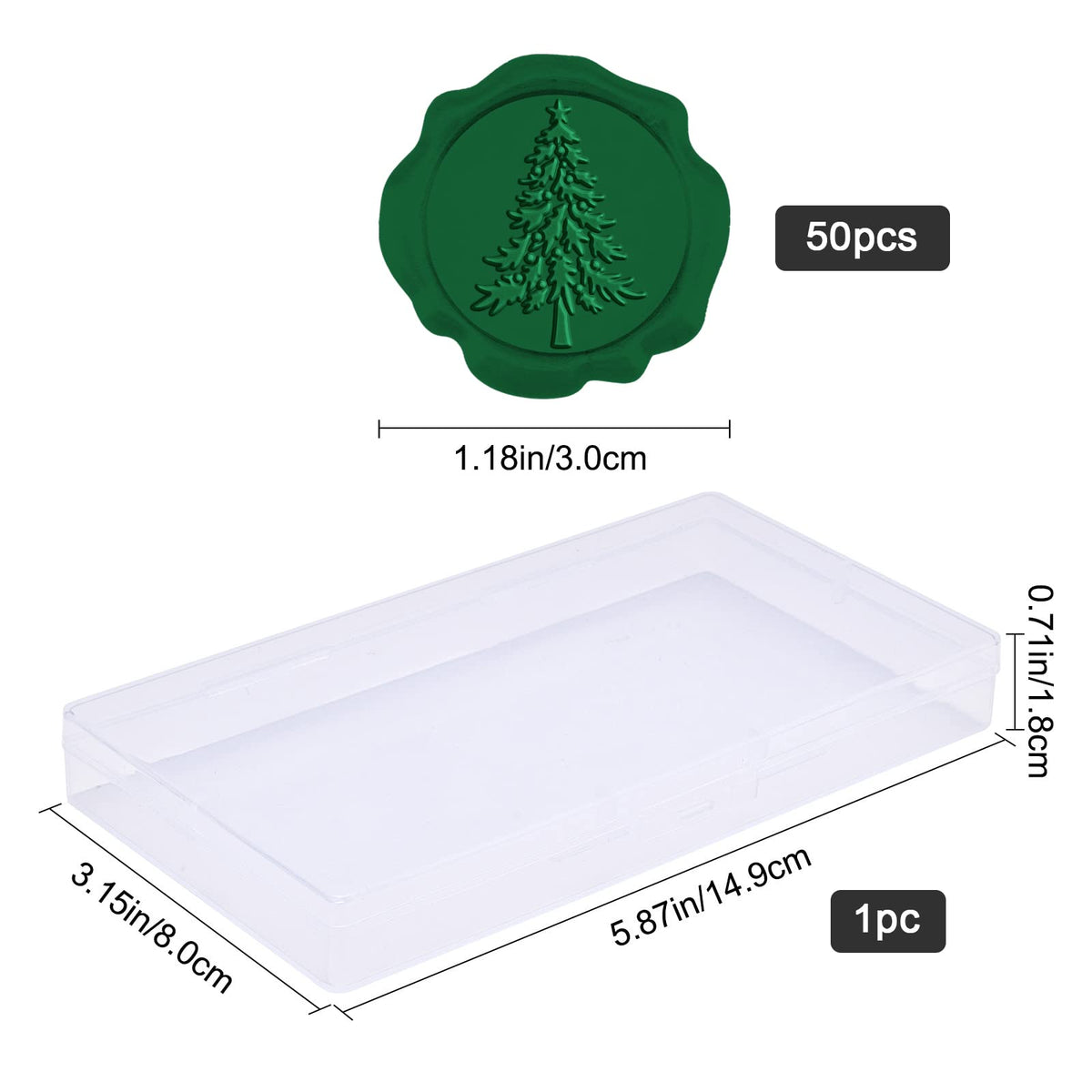 CRASPIRE 50pcs Christmas Dark Green Wax Seal Stickers - Pine Tree Self Adhesive Stamp for Wedding Invitations, Envelope Cards, DIY Craft