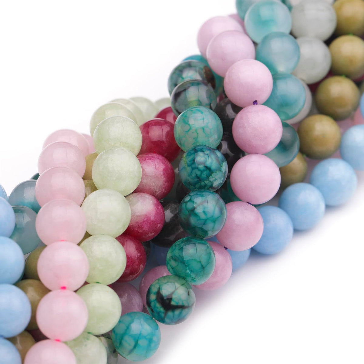 35pcs 10mm Natural Gemstone Beads for Jewelry Making Supplies,Pink Chalcedony Healing Crystal Polished Round Loose Stone Beads for Bracelet Necklace 15 Inch