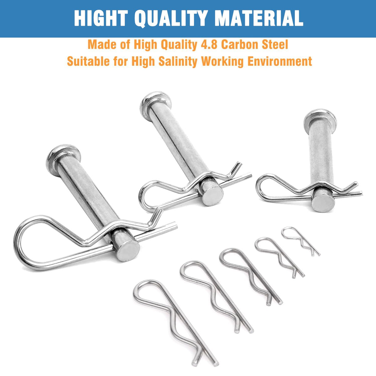 16 Pcs Heavy Duty Cotter Pins,Hitch Pins Clip R Clips Spring Retaining Wire Hair Pins Kotter Pin Strong Spring Tension Large Hardware Pins for Trailer Tractors Mower Carts Truck Pin Clip M3x60mm