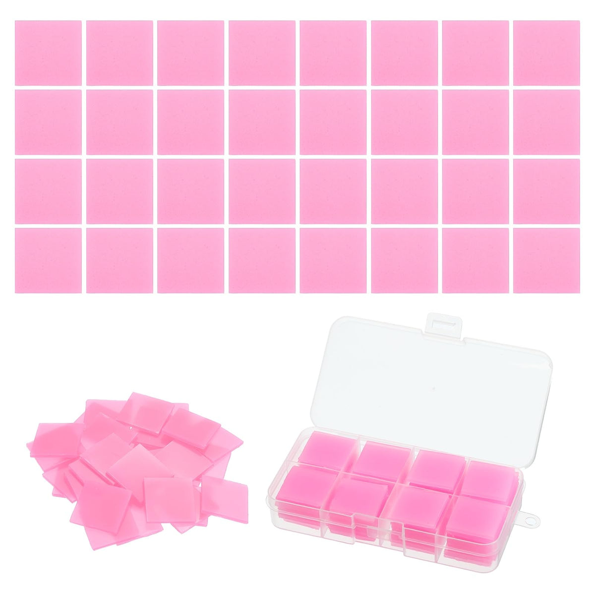 PATIKIL 72PCS Diamond Art Painting Glue Clay Wax 5D Square DIY Diamond Art Refills Glue with Storage Box for Diamond Art Embroidery Mud Supplies Accessories Painting Tool (25mm/1", Pink)