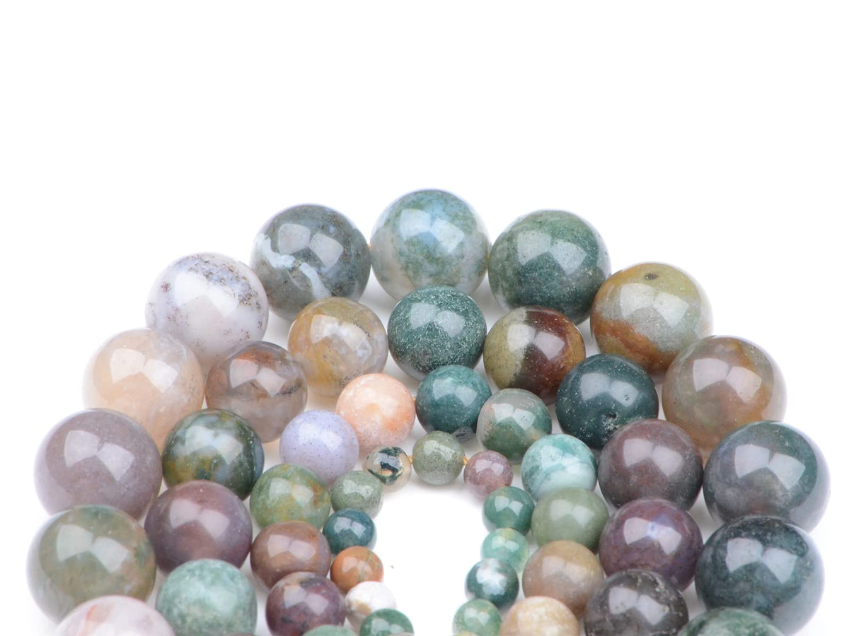 Bymitel 90 pcs Natural Genuine Real Round Loose Stone Beads Gemstone Spacers for Charm DIY Jewelry Making 15.5" per Strand 4mm (Indian Agate, 4mm)