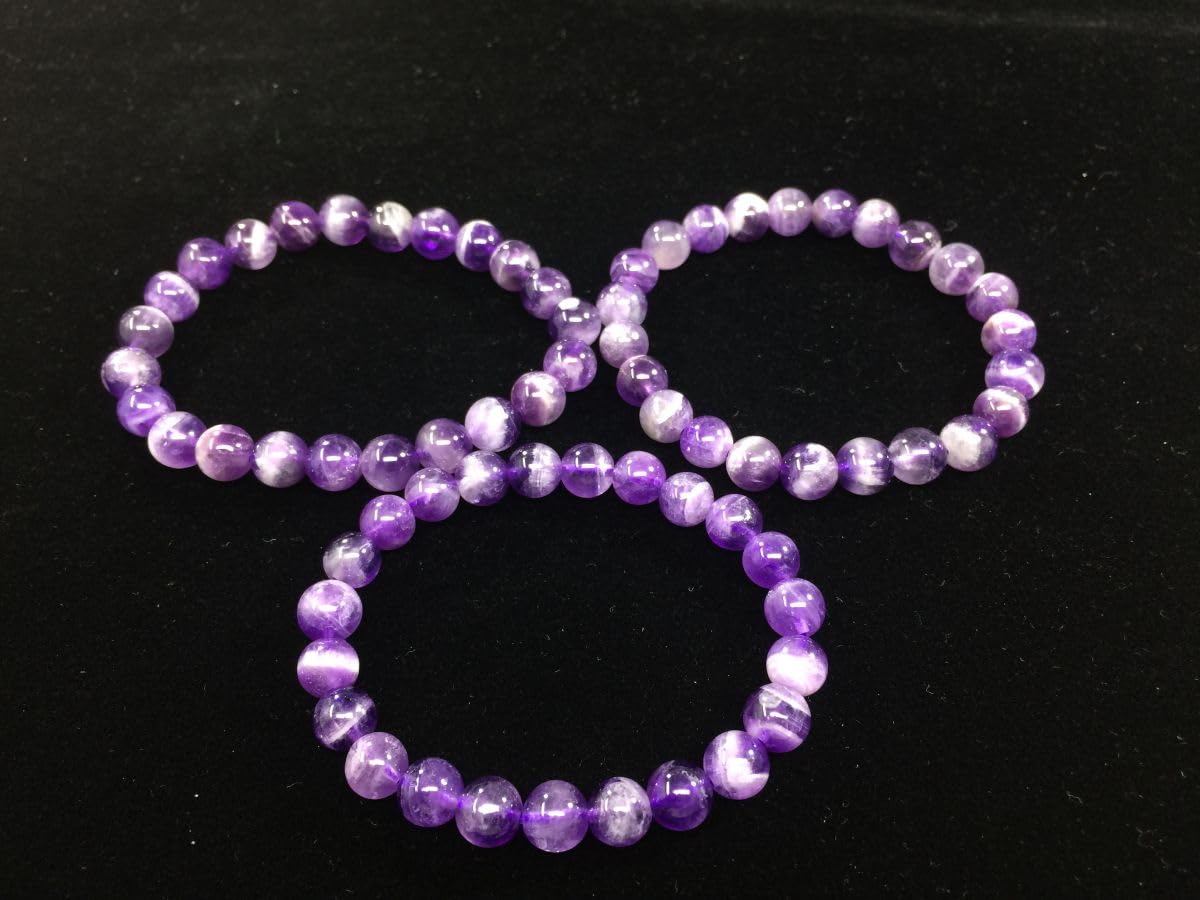 Adabele Real Natural Purple Amethyst Bracelet 7.5 inch Stretch Gemstone Beaded Bracelet Chakra Healing Crystal Stone Jewelry Women Mom Gift (Unisex) GB8-B16