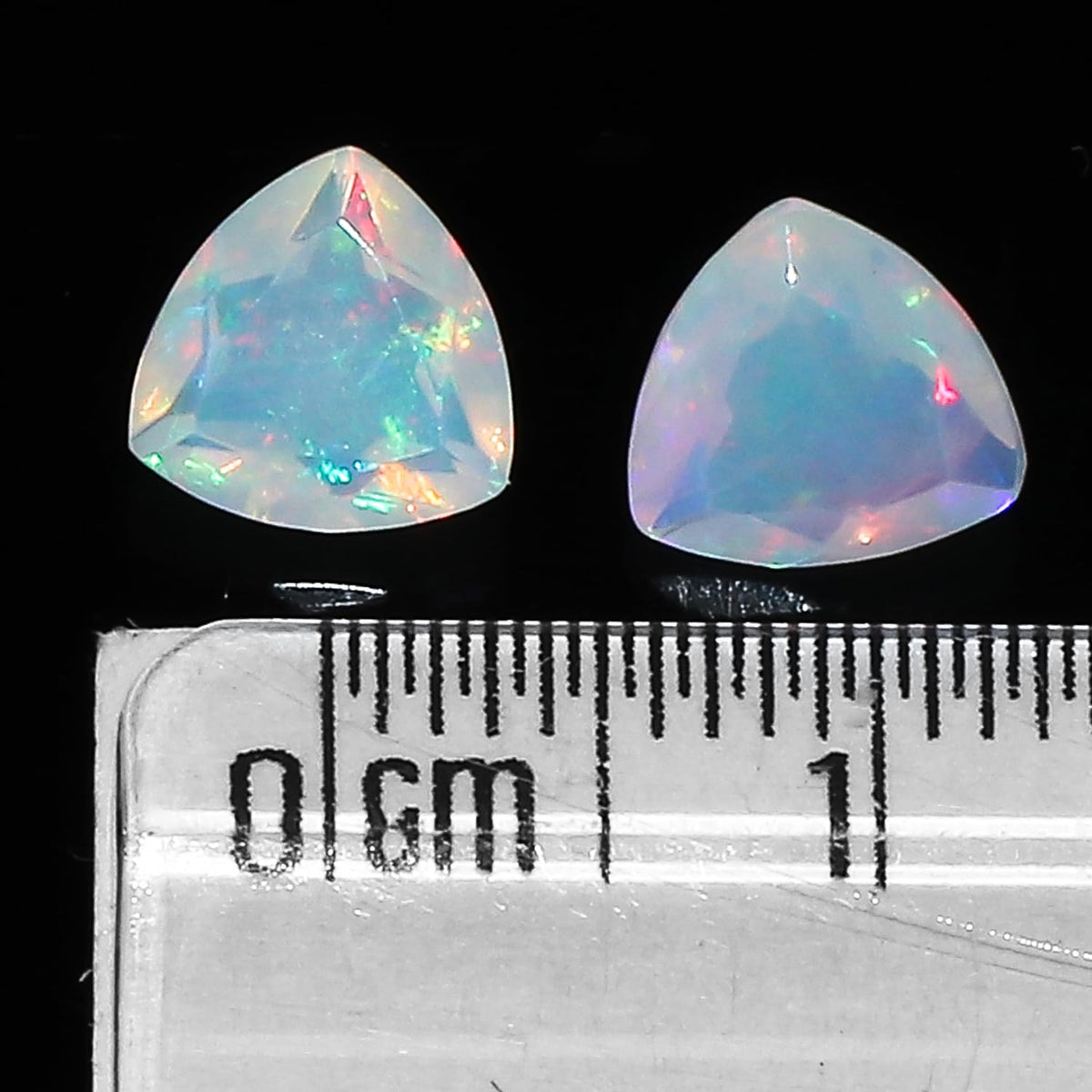 2 Pcs,7x7 MM, Yashee Natural Ethiopian Opal Crystal,Brilliant Cut, Trillion Shape, Jewelry Making Supply, Chakra Energy Healing Gemstone, Real Top Grade Crystal, Birthstone, Wholesale deal
