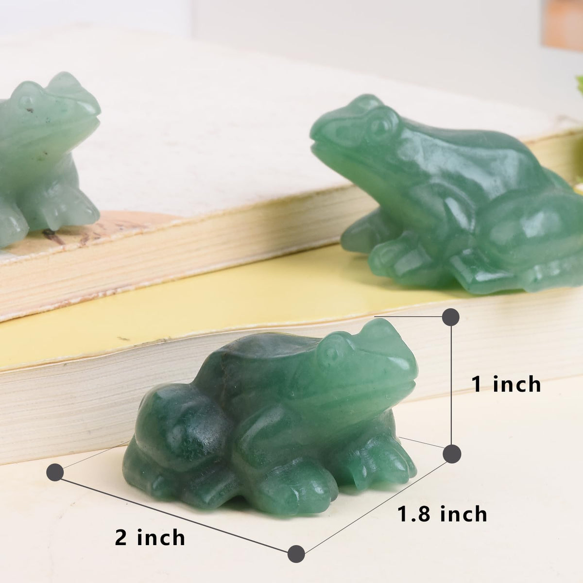 QLRSUXN 2 Inch Green Aventurine Frog Crystal Figurine，Frog Gifts Healing Crystal Decor，Frog Garden Statue Stone Energy Gemstones, in Bedroom Office Christmas Meditation Gifts Aquarium Decoration