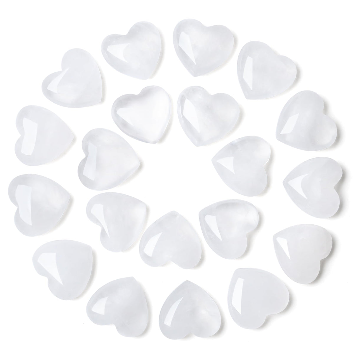 YATOJUZI 20PCS Clear Quartz Heart Healing Crystals Natural Clear Quartz Crystal Set White Love Stones Polished Stone Bulk Wholesale Mini Pocket Gemstones Reiki Energy Gifts for Women