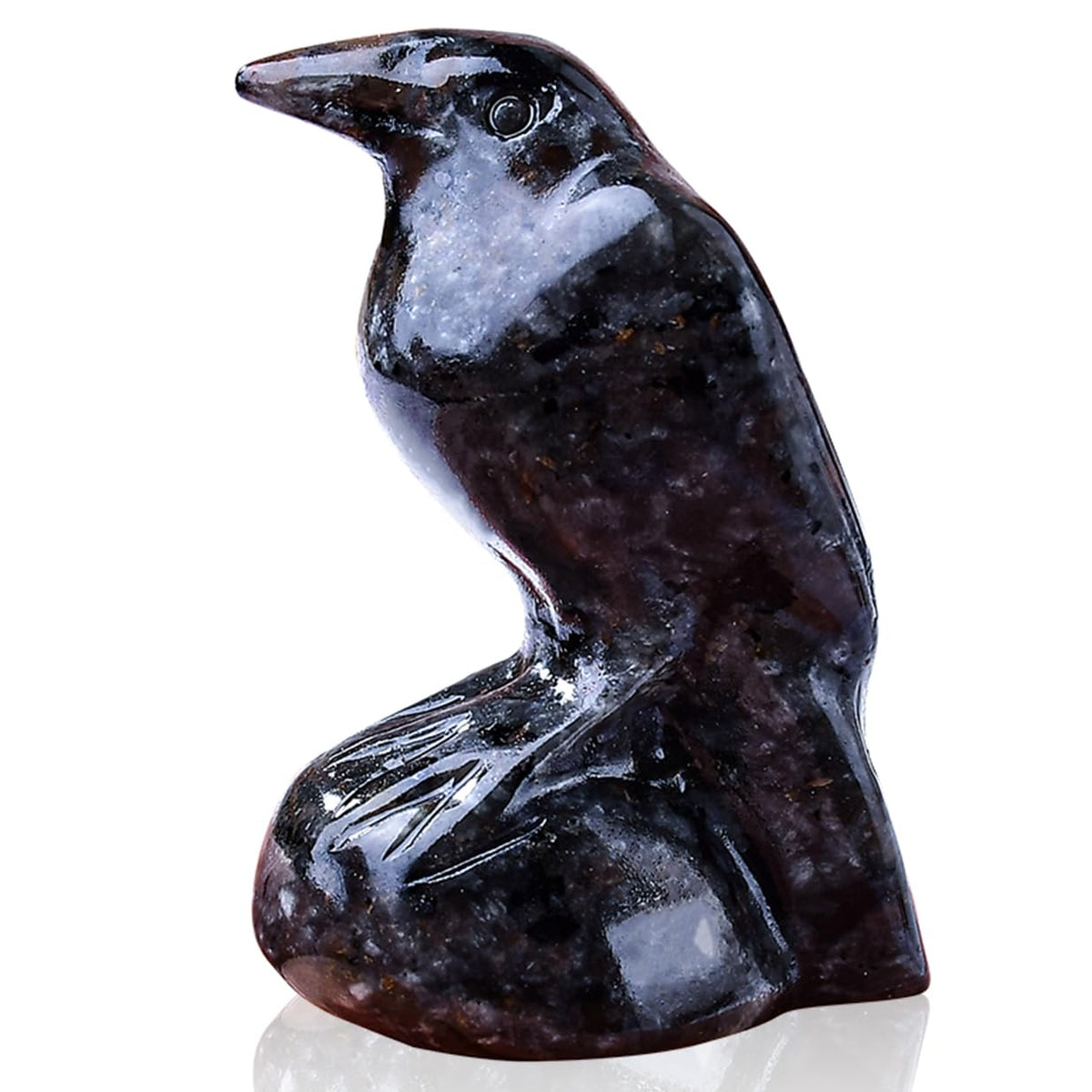 WUYOUSHI Natural Flame Stone Crystal Raven Statue 2" Healing Crystal Handmade Sculpture Guardian Pocket Statues Reiki Meditation Office Home Decoration Gift