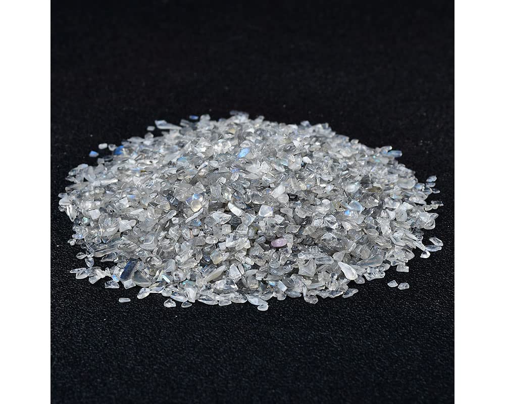 1 lb Small Natural Moonstone Tumbled Chips Crushed Gemstones Healing Crystals for Home Decoration, Jewelry Making, Fish Tank, Garden, Vase, Plant, Reiki
