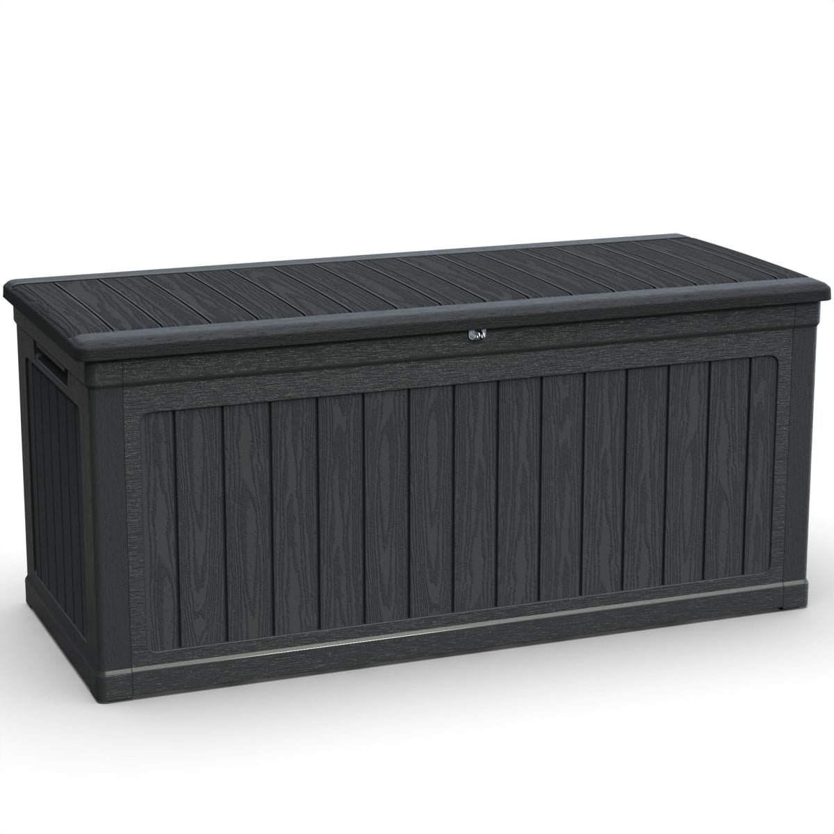 KCSWKJ Large Outdoor Storage Deck Box for Patio Furniture, Outdoor Cushions, Garden Tools and Sports/Pools Equipment, Waterproof Resin, Lockable, Black