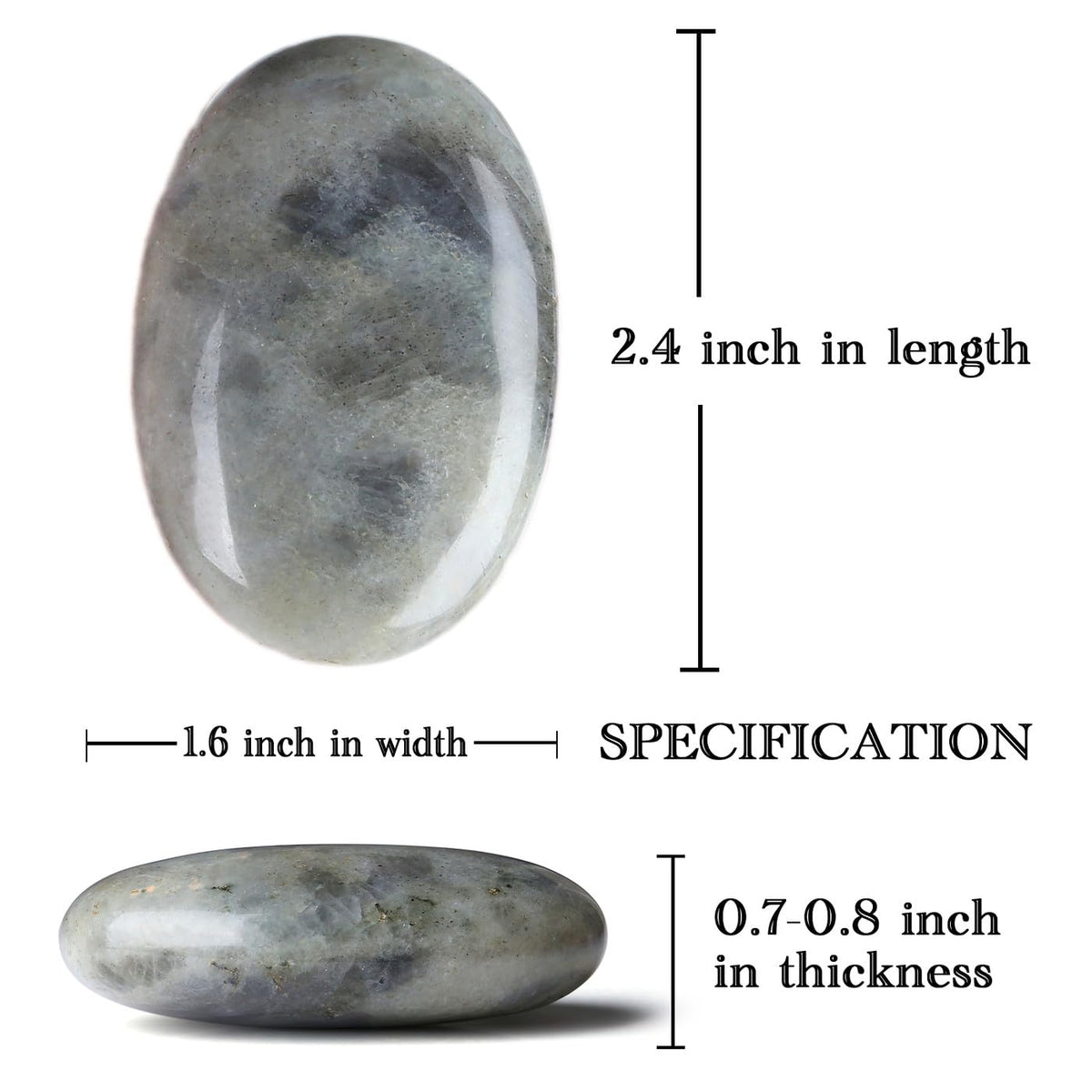 MAIBAOTA 2.4" Large Grey Labradorite Crystal Stone Polished Palm Stone Healing Crystals 0.7" Thick Natural Reiki Gemstone Worry Stone Energy Balancing Anxiety Stress Relief Meditation 1 Pc