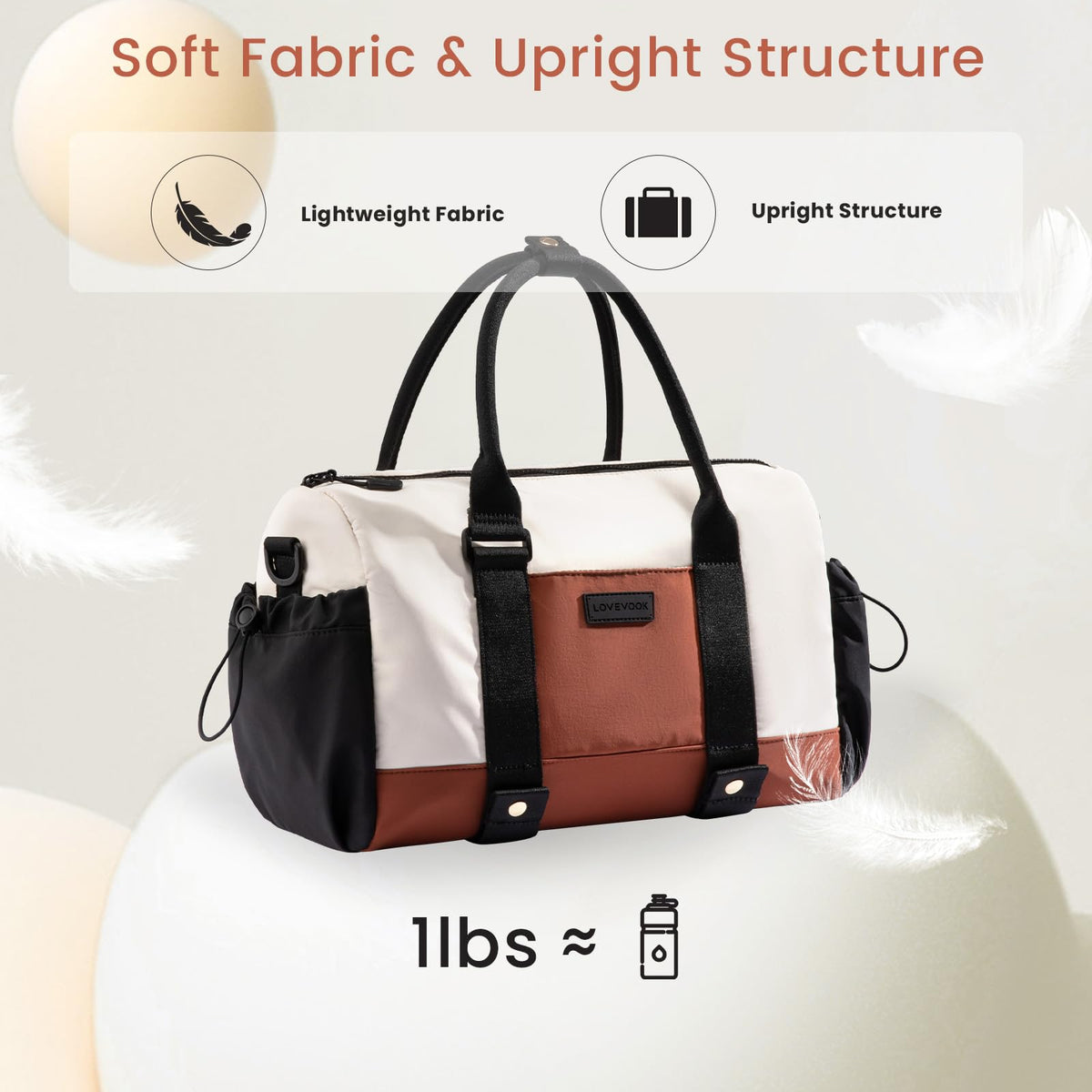 LOVEVOOK Small Gym Bag for Women with Yoga mat Holder, Mini Duffle Bag for Travel with Wet Pocket, Overnight Personal Item Bags (White, 14.5 inch-Small-2Pcs)