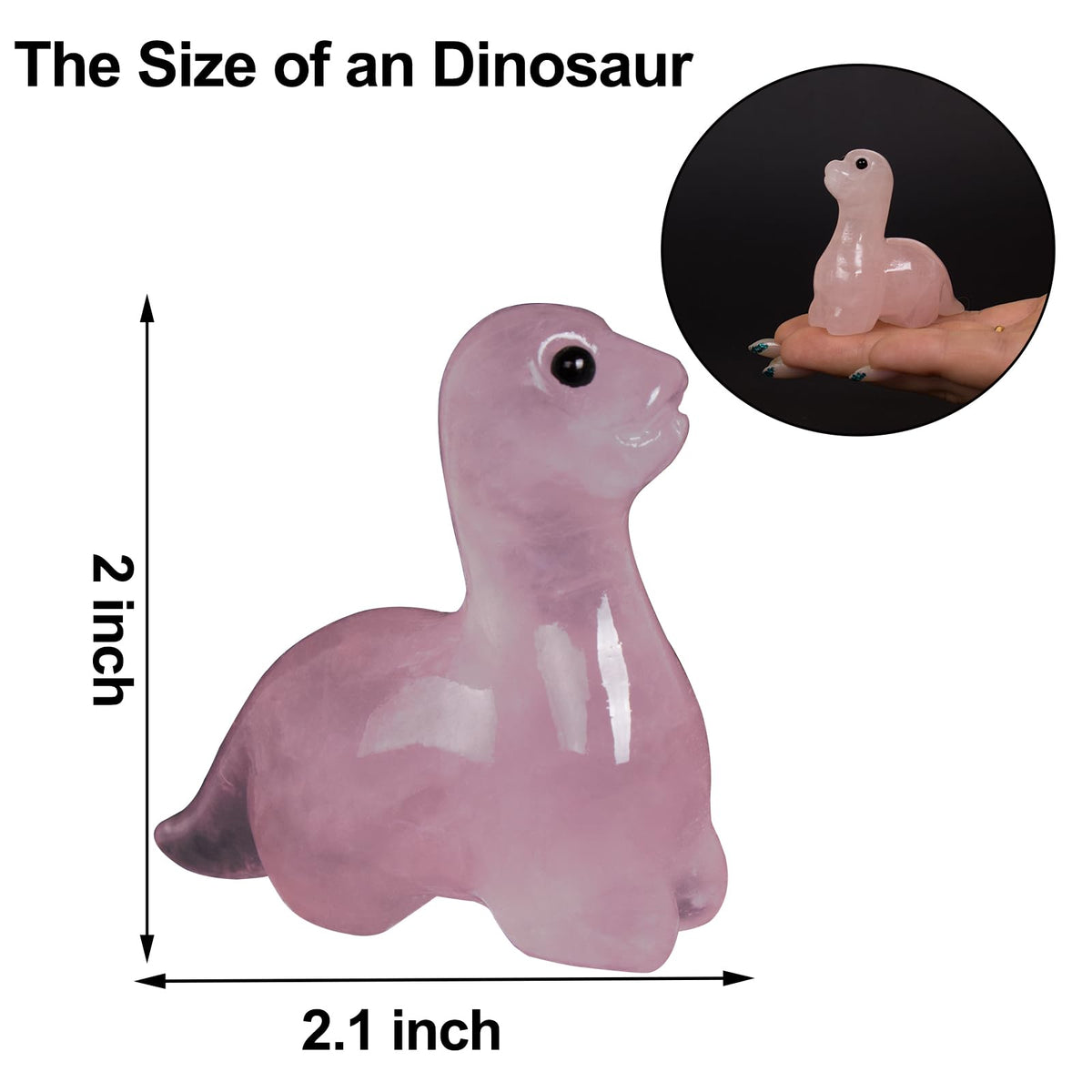 Hguxmcu Hand Carved Rose Quartz Dinosaur Figurine 2 Inch Healing Crystal Statue Realistic Gemstone Animal Sculpture Reiki Energy Decor Lucky Gift for Meditation Collectors