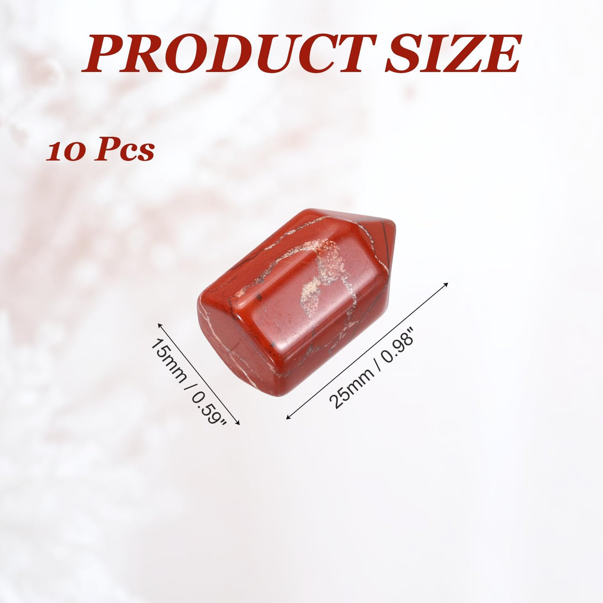 MECCANIXITY Crystals Wands Red Stone Hexagonal Faceted Single Points Towers Pocket Polished Stone Bulk for Energy Chakra Meditation Crystal Healing, 15 x 25mm (Deep Red),5Pcs