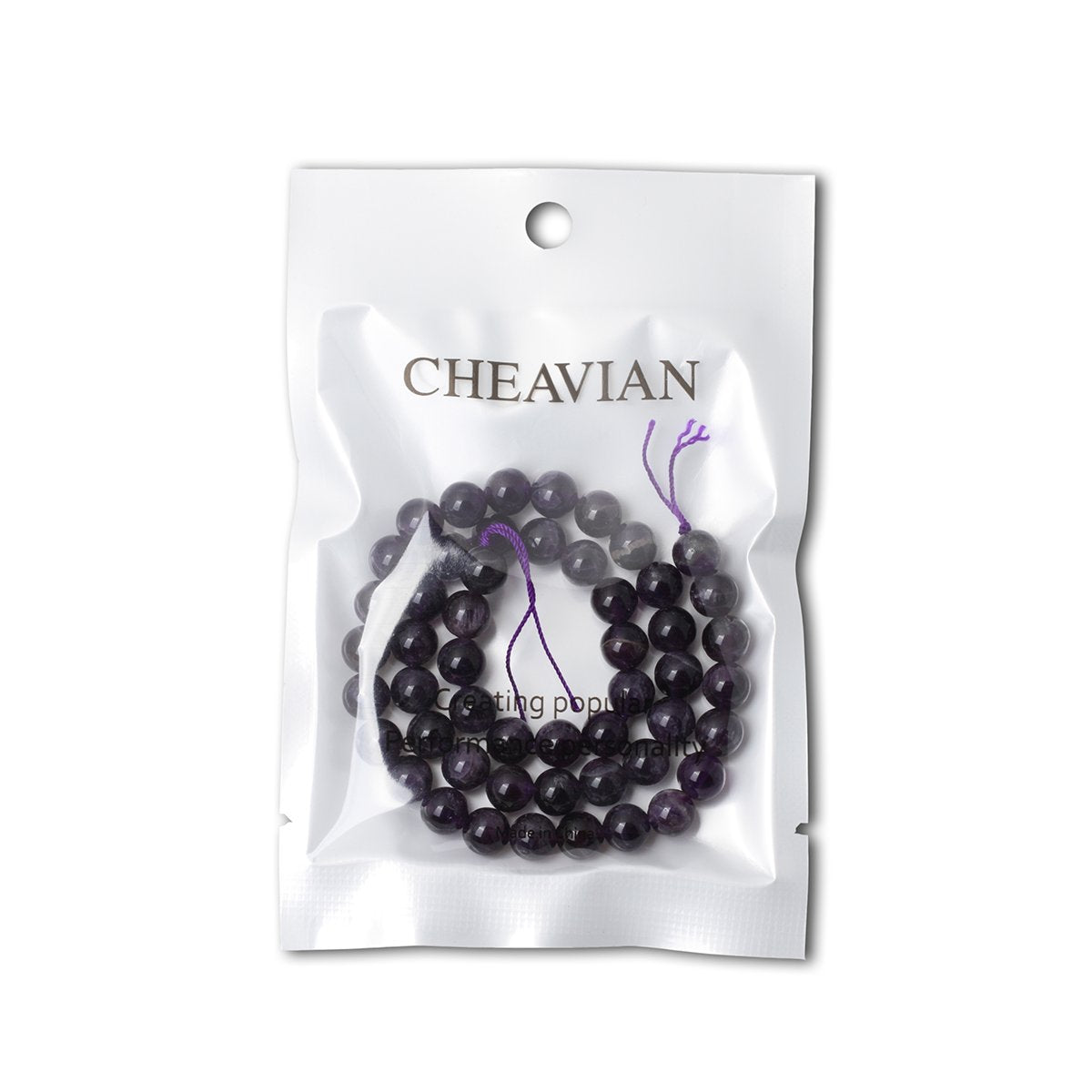 CHEAVIAN 45PCS 8mm Natural Amethyst Gemstone Round Loose Beads Crystal Energy Stone Healing Power for Jewelry Making 1 Strand 15"