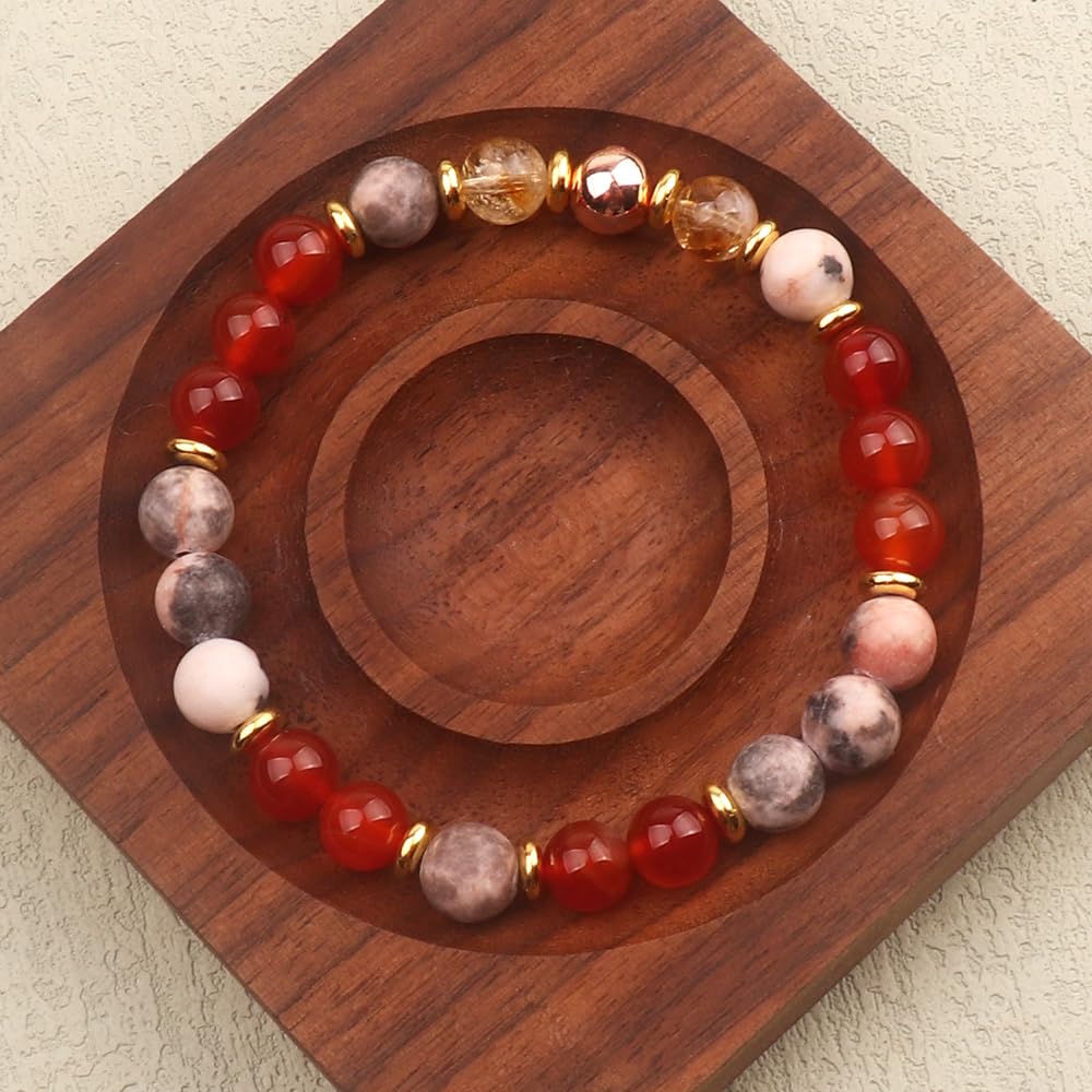 KSQS Healing Stone Bead Bracelet for Women, Natural Gemstones Balance Protection Bracelet, Spiritual Crystal Beads Bracelet Anxiety Relief with Meaning Card(#39)