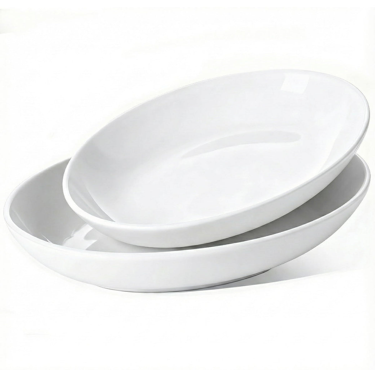 Gacoree Oval Serving Platters Set of 2 (14" & 12"), Large Deep Ceramic Serving Dishes for Entertaining, Turkey, Fish, Salad, Oven Safe White Porcelain Serving Plates