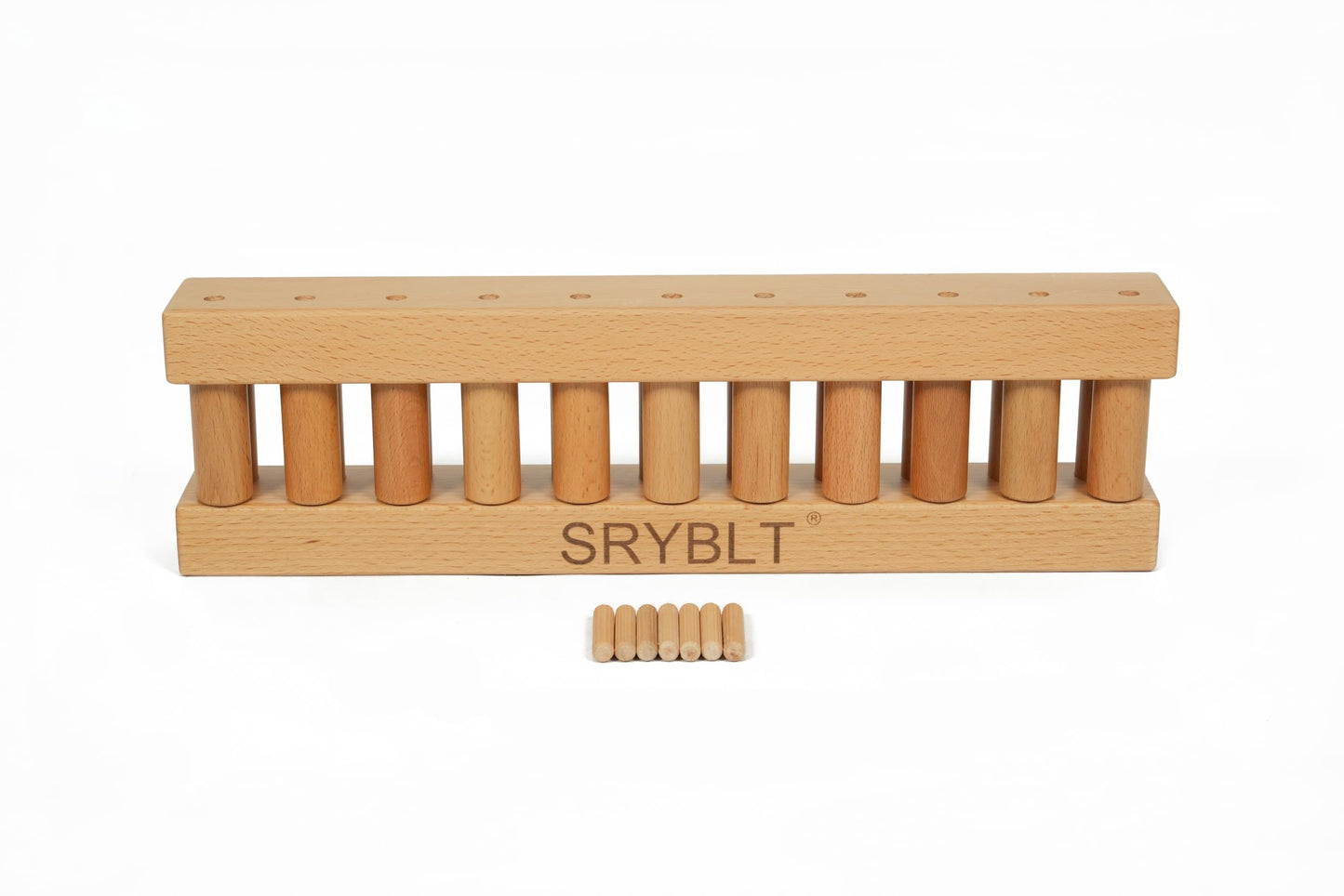 SRYBLT 2-Pack DIY Chunky Knit Blanket Loom, 30.2-inch Long Beech Wood Base with Solid Wood Pegs, Stackable for Portability, Expandable Connections, and Clear Coating (with Brand Name)