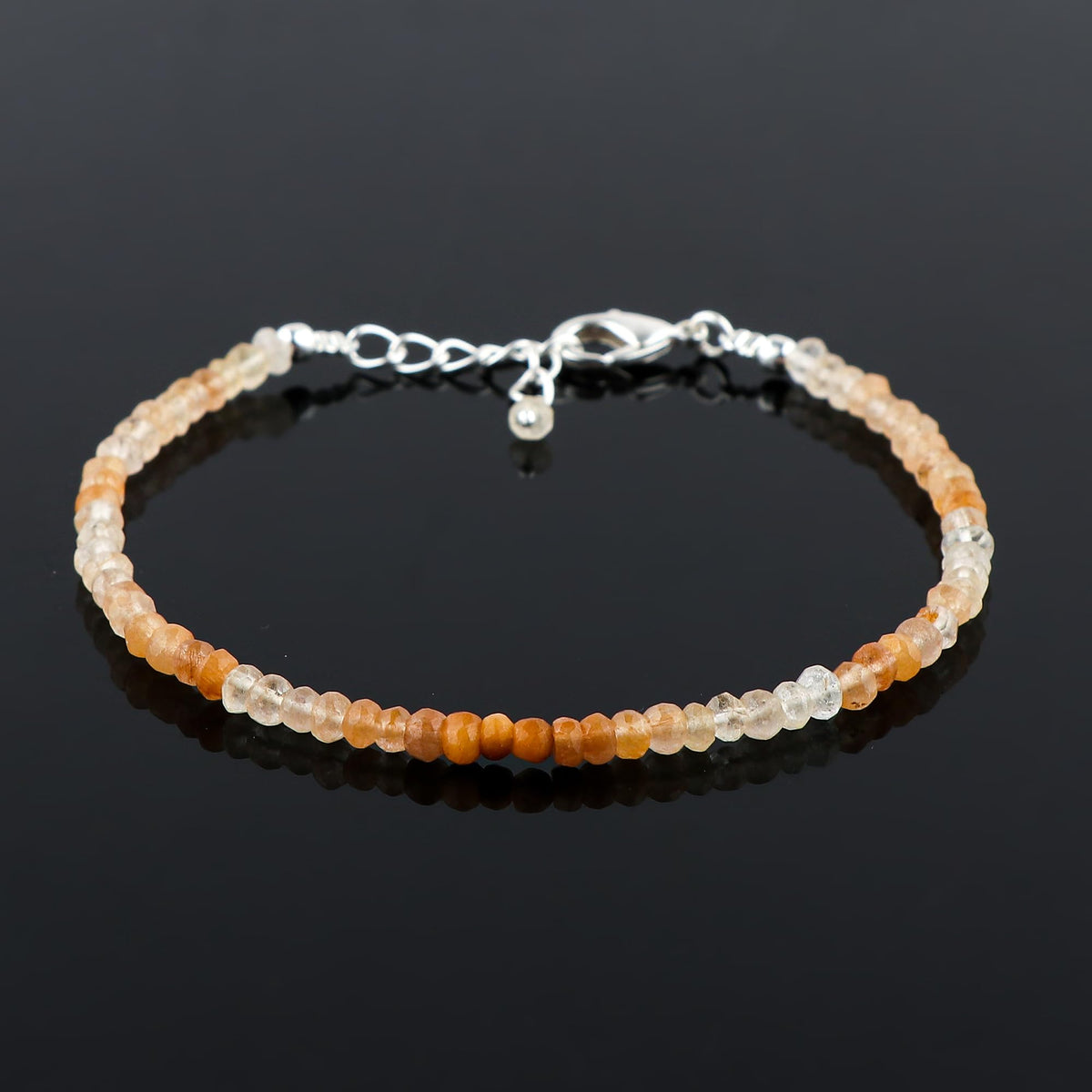 CRYSTALINES Natural Moonstone Dainty Bracelets, Shaded Gemstones Beads, June Birthstone, Chakra Healing Crystals, Handmade Bracelet, Women Jewelry, Silver Chain, A Grade, 8"