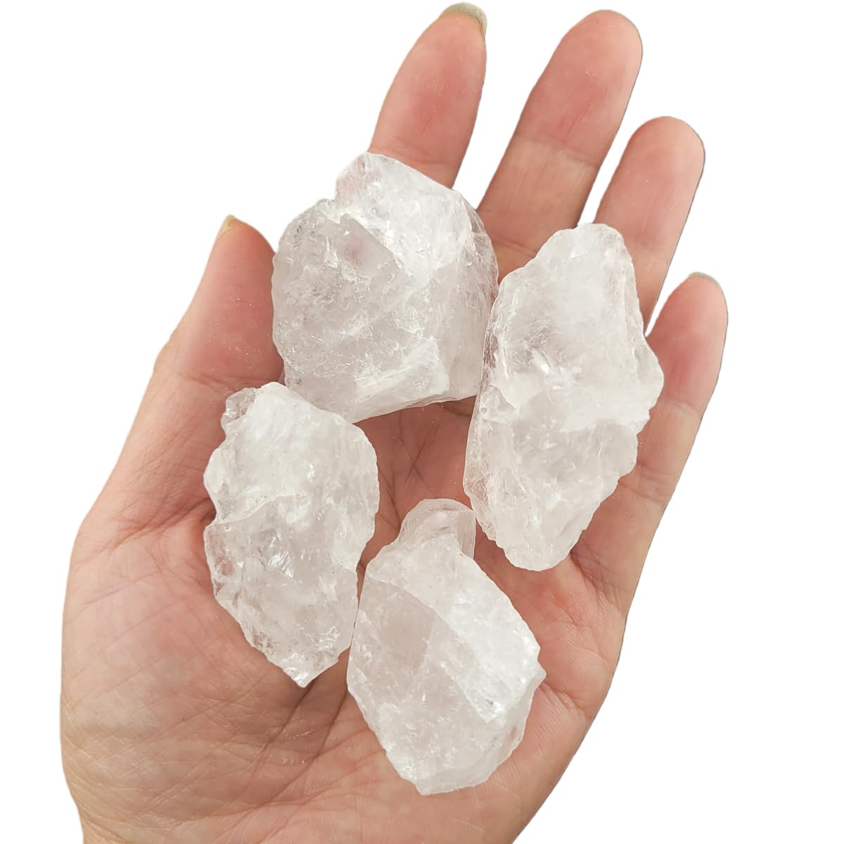 3-5Pcs Natural Clear Quartz 1''-2'' Raw Crystals Rough Stones Rocks for Tumbling Polishing Cabbing Gemstones Crystals and Healing Stones for Wicca Reiki,Fountian Rocks for Decorations (Clear Quartz)