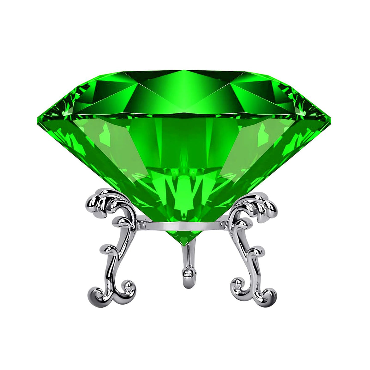 Hiziwimi 60mm Large Crystal Diamond Paperweight with Stand Jewels Wedding Decorations Centerpieces Home Decor (2.36 in, Green)