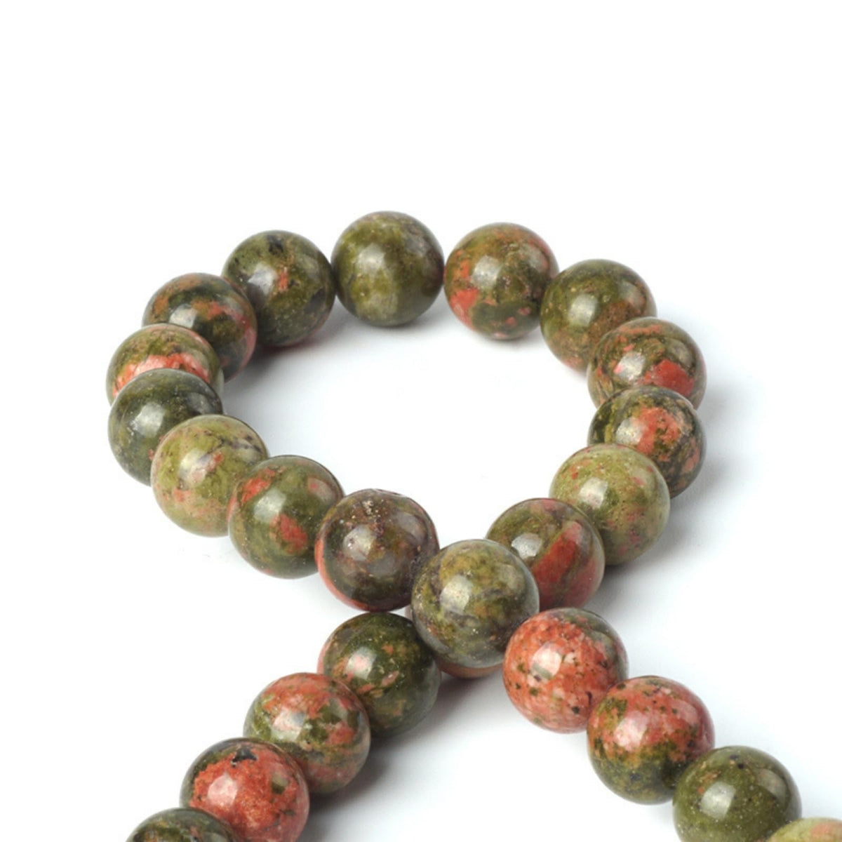 100Pcs Natural Stone 8mm Unakite Round Loose Gemstone Energy Healing Beads Hole Size 1mm DIY Smooth Beads for Bracelet Necklace Earrings Jewelry Making