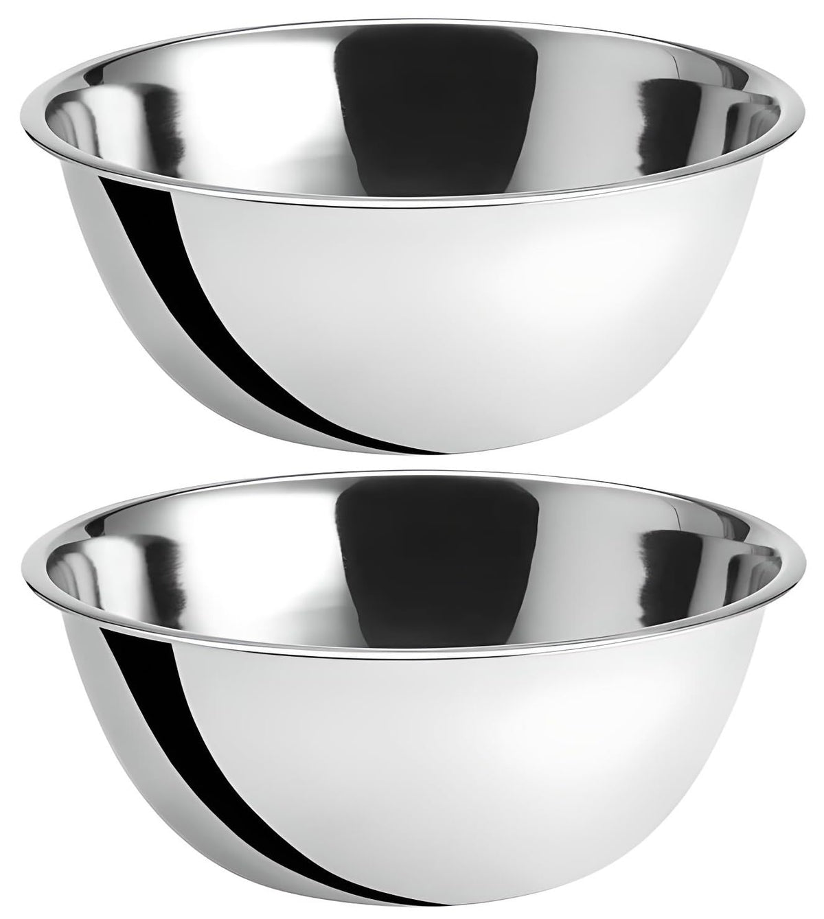 OCS Parts 8 Quart Mixing Bowls | Set of 2 | 13.25-Inch Stainless Steel Professional Grade Flat Base Mixing Bowls for Home and Commercial Kitchens