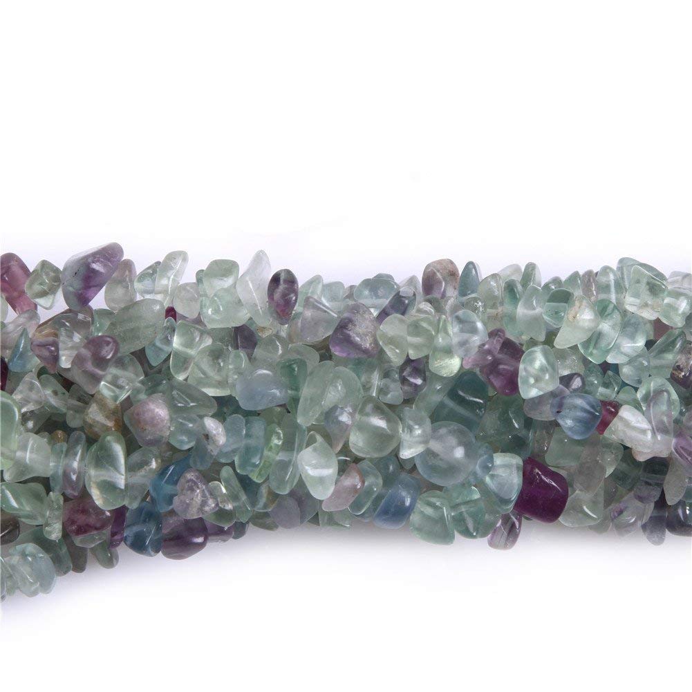 HAAMIIQII 5-8mm Natural Fluorite Chips Beads Irregular Chip Stones Loose Gemstone Beads Energy Healing Beads for Jewelry Making Strand 30 Inch