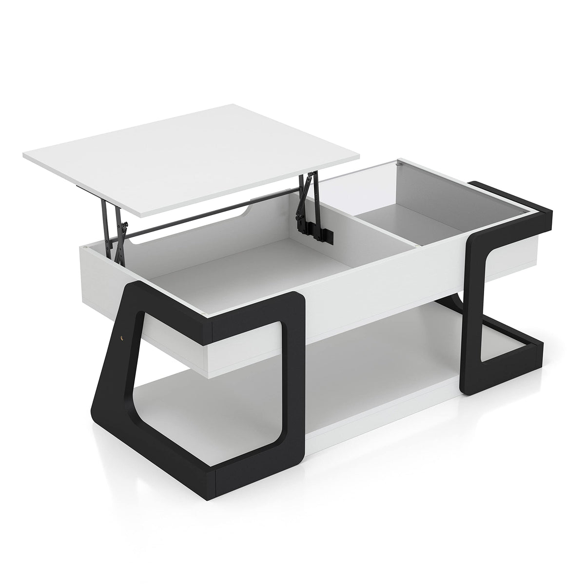 Furniture of America Golden Modern Rectangle Lift-Top Storage Wood 50 in. Coffee Table with 1 Shelf for Living Room, Bedroom, Reception Room, White