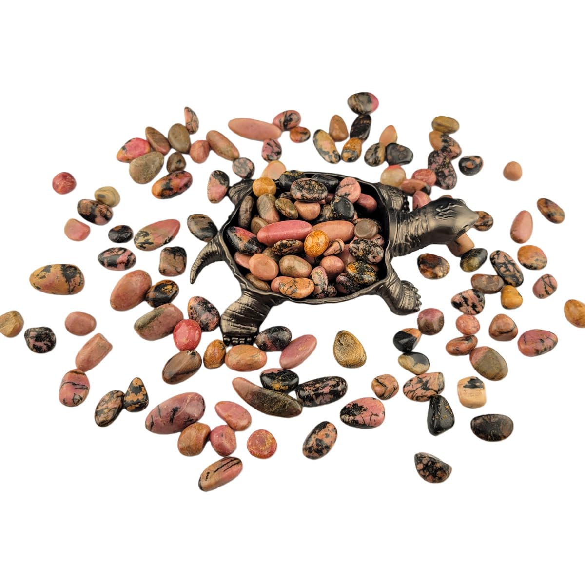 1,000 Carats Rhodonite Handpicked Tumbled Stones Crushed Crystals 0.2''-0.5'' Bulk Pocket Stones for Healing, Reiki, Meditation, Witchcraft and Home Decorations (Rhodonite)