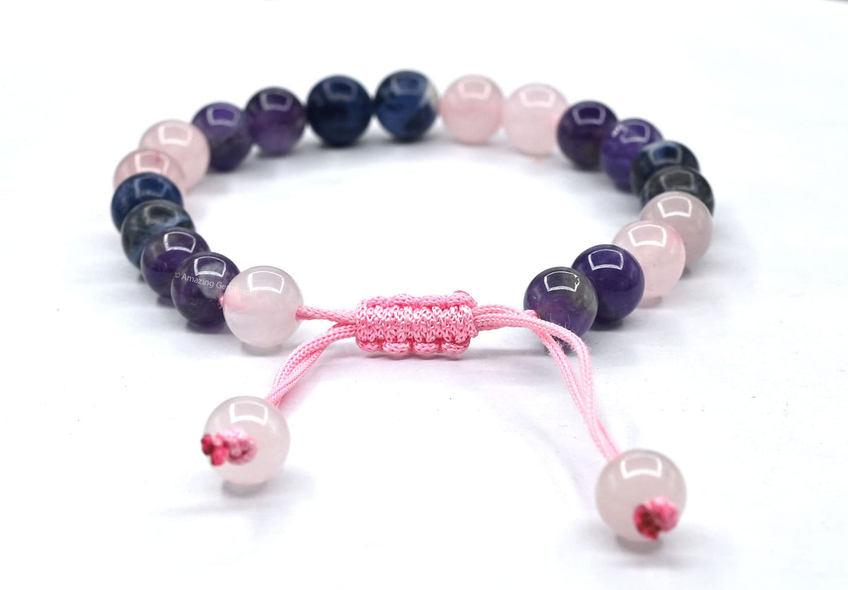 Amazing Gemstone Bracelet for Anxiety and Stress Manifestation - Rose Quartz Sodalite Amethyst Bracelet Set for Men Women Healing Calming Anxiety Stress Relief Gifts Pulseras Para Hombres Mujer