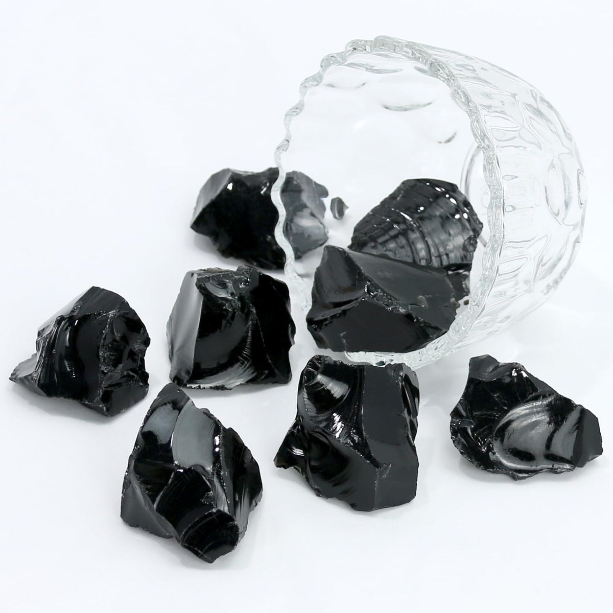 Nvzi Raw Black Obsidian Stone Bulk, Real Gemstones and Crystals, Rocks and Minerals, Healing Crystals, Quartz Crystals and Healing Stones, Cuarzos Originales De Energia Y Piedras(1LB)