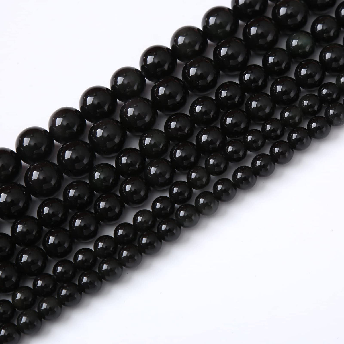 8MM Black Obsidian Round Loose Beads Natural Gem Beads Crystal Energy Stone Beads for Jewelry Making DIY Bracelet Necklace