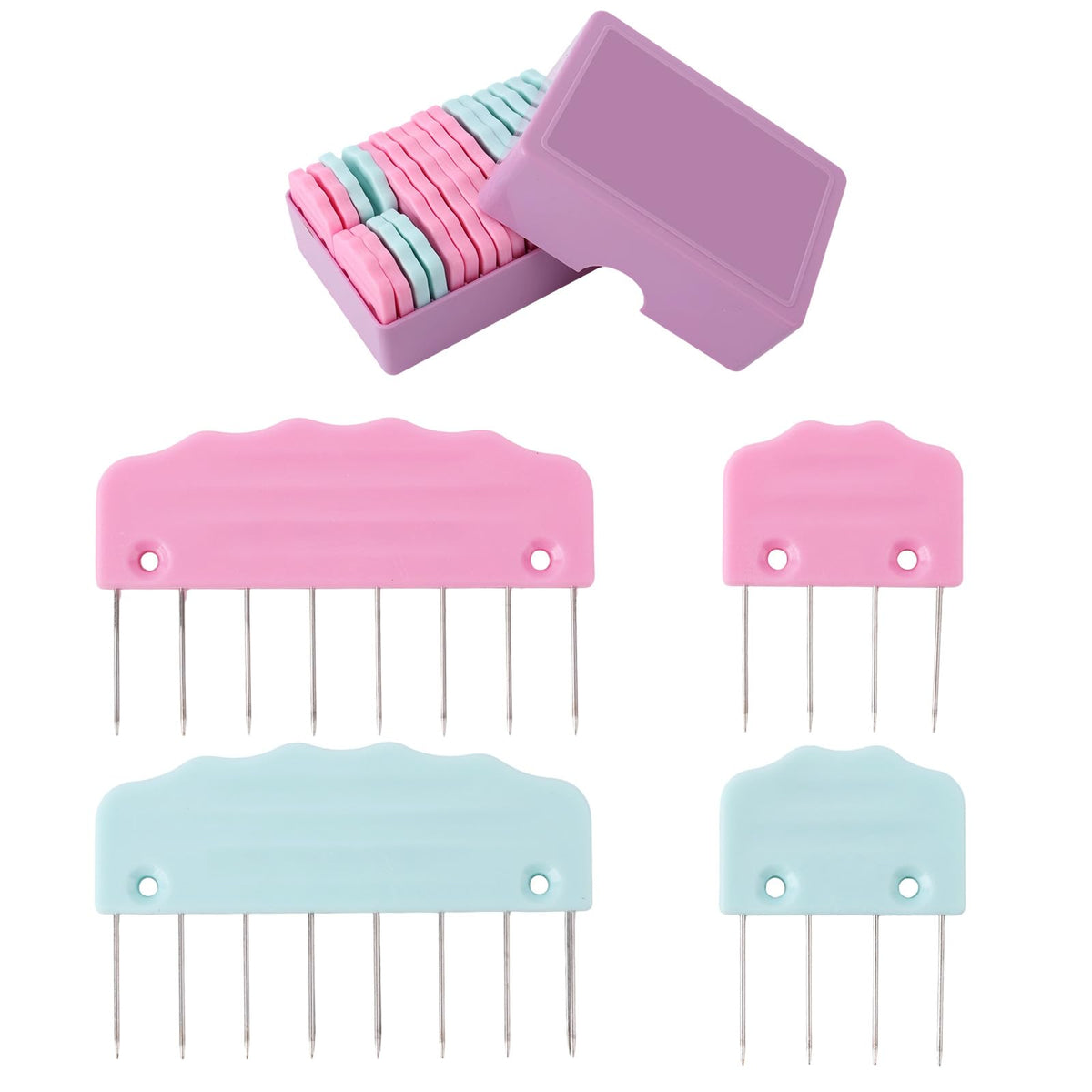20pcs Knit Blocking Pin, Large & Small Knitting Blocking Combs for Crochet Needlepoint Blockers Board Mats for Sewing Picks Kit Lace Needlework Supplies Projects Tools Accessories (Pink, Light Blue)