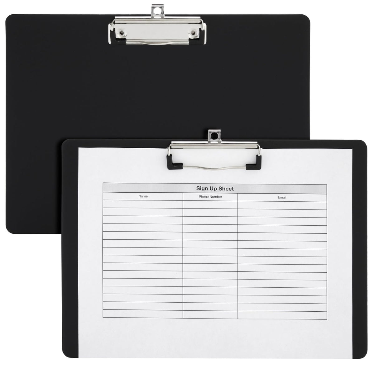 Juvale Landscape Clipboard - 12.4 x 8.9 in, Black Plastic, 4-Pack, Classic - Horizontal Clipboard with Low-Profile Clip - Letter-Size Sketching & Drawing Board