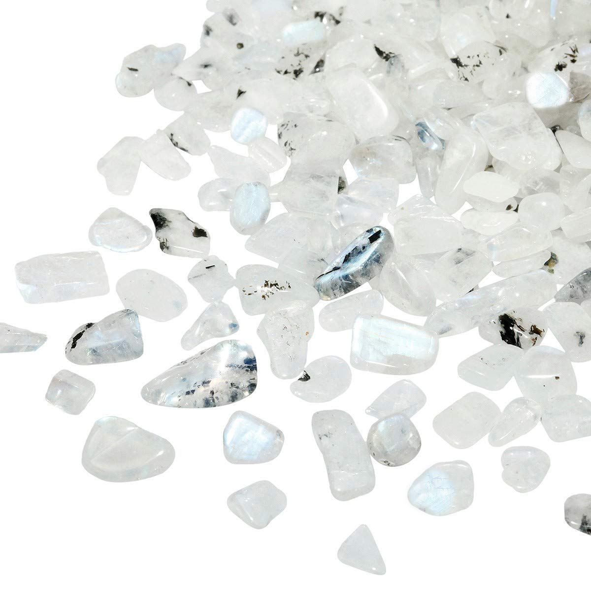 rockcloud 1 lb Moon Stone Tumbled Chips Crushed Stone Healing Reiki Crystal Jewelry Making Home Decoration