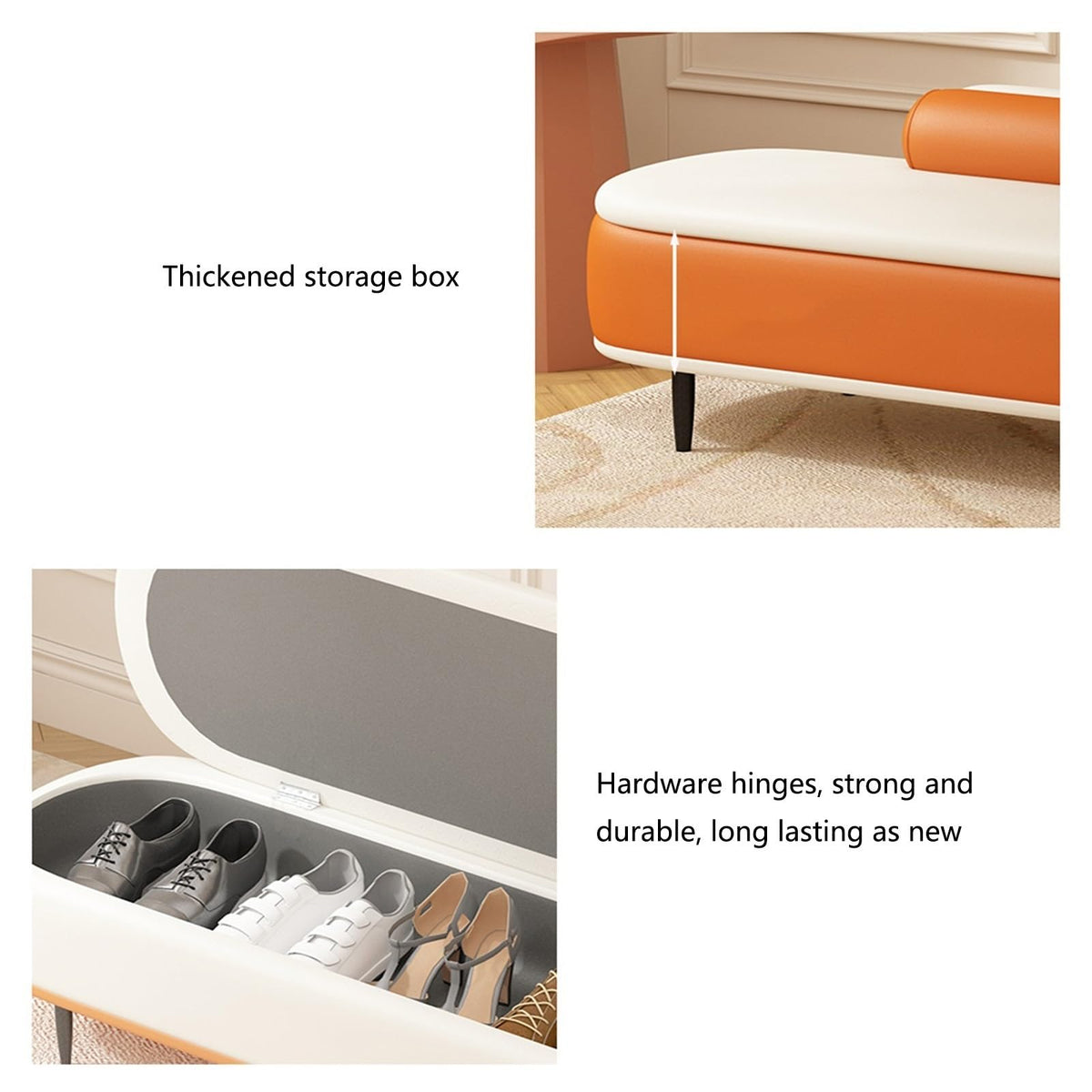 Bedroom End of Bed Bench Storage Bench- Entryway Bench, Ottoman for Bedroom End of Bed,Modern Leather Benche Bedroom Benches for Foot of Bed,Upholstered Bench with Black Legs Ottoman Couch Bench ( Col