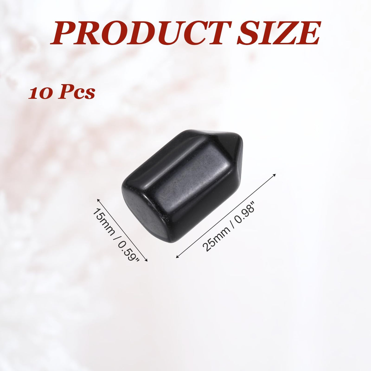MECCANIXITY Crystals Wands Black Obsidian Hexagonal Faceted Single Points Towers Pocket Polished Stone Bulk for Energy Chakra Meditation Crystal Healing, 15 x 25mm (Black),5Pcs
