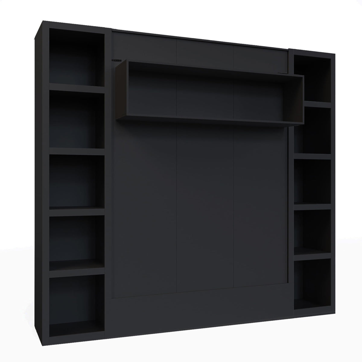 Oakland Living Easy-Lift Queen Murphy Wall Bed in Black with Two Bookshelves